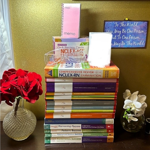 Bundle of Nursing School Textbooks, Flash Cards, and Safety Glasses - Picture 1 of 10